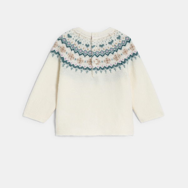 كنزة منسوجة من الجاكار باللون الأرجواني للفتيات الصغيرات